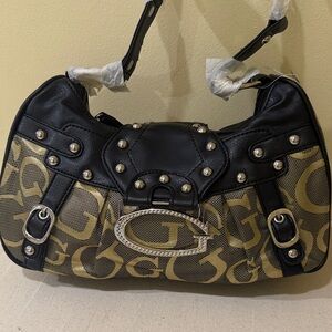 Gold Nylon & Vegan leather Women’s Shoulder bag women’s casual bag women’s purse